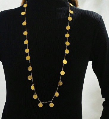 18K Yellow Gold Plated Necklace and Earrings Set, Queen Collection Simple Fashion Elegant Design